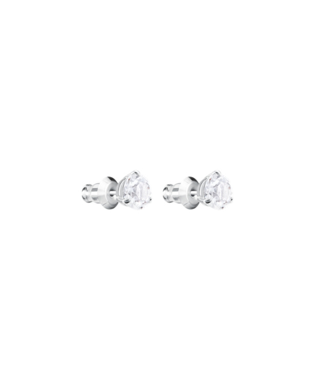 Stilla Round Pierced Earrings Stud Rhodium shiny Crystal