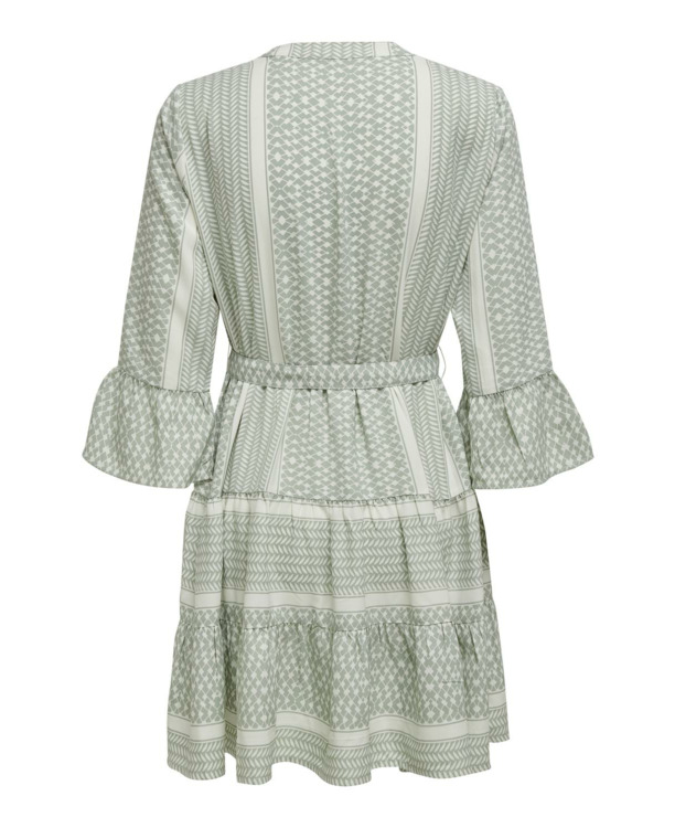 Regular Fit V-Neck 3/4 Sleeves (3/4) Korte jurk met V-hals en strikceintuur