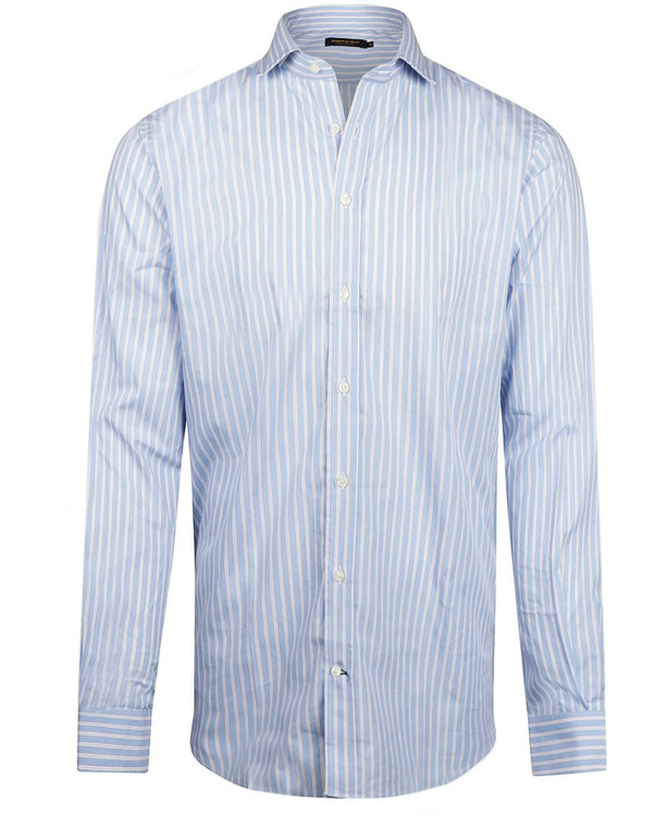 Steppin' Out Overhemd Streep Lichtblauw Rood