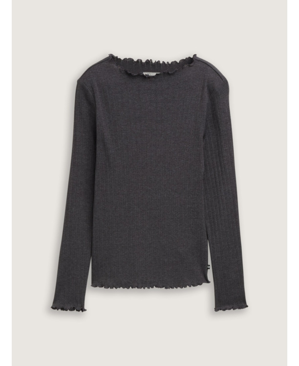 Shirt met lange hals en ondoorzichtige kraag