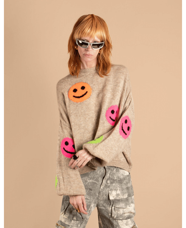 Smiley patches sweater