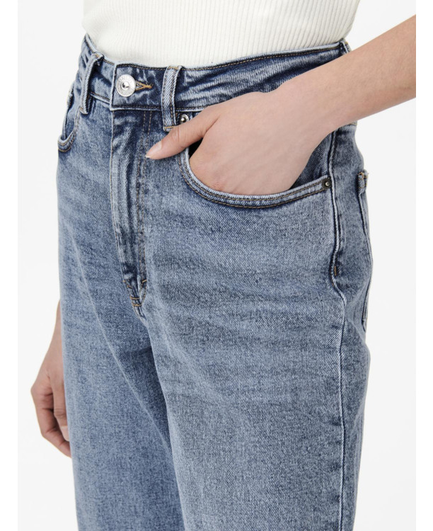 Wide Leg Fit Jeans met wijde pijpen en hoge taille en zakken aan de voorkant