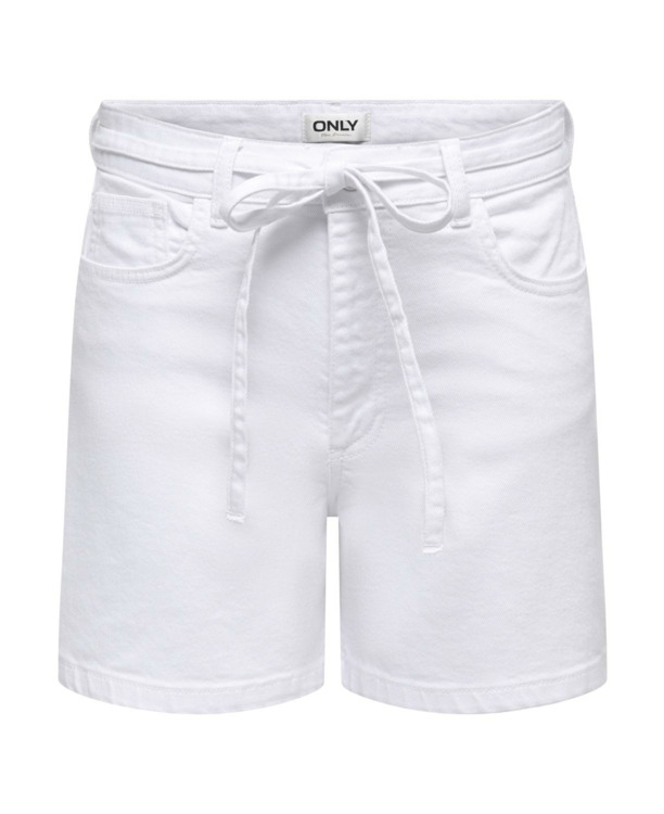 Regular Fit Denim short met middelhoge taille en riem inbegrepen