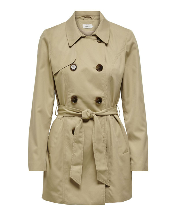 Spread Collar Trenchcoat met dubbele rij knopen