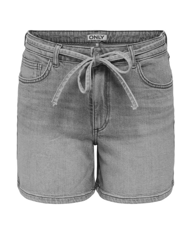 Regular Fit Denim short met middelhoge taille en riem inbegrepen