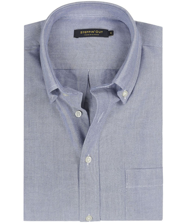Steppin' Out Overhemd Oxford Melange Blauw