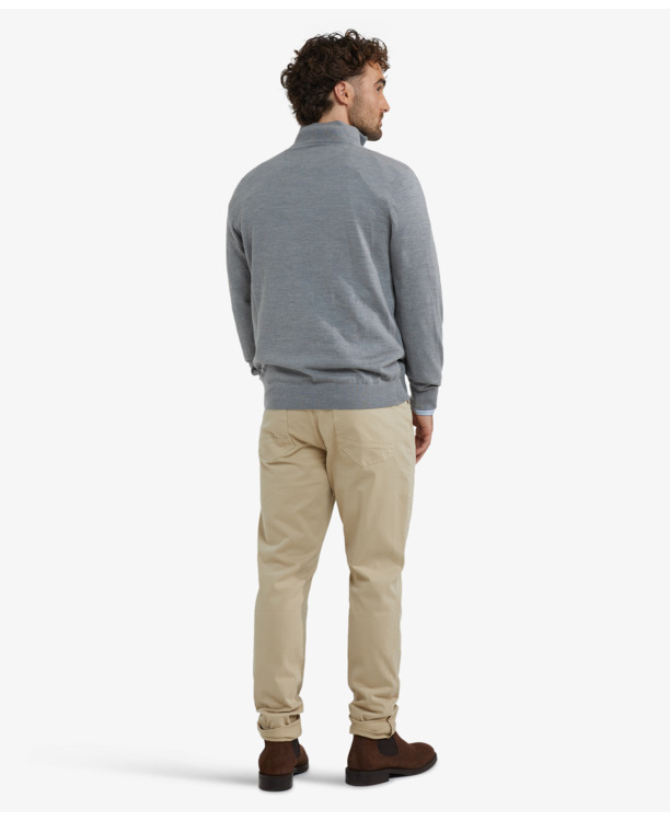 Fine Merino Zip Mock Sweater 100% Extra Fine Merinowol Heren