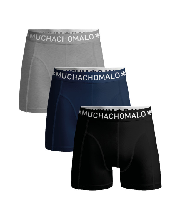 Jongens 3-Pack Boxershorts Effen Black/Blue/Grey