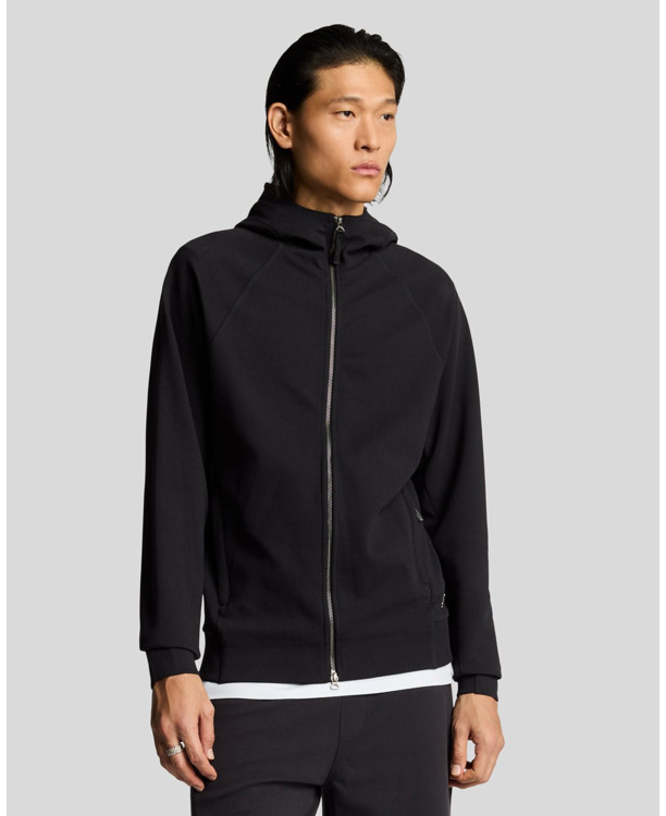 Diagonal Interlock Hooded Zip Through