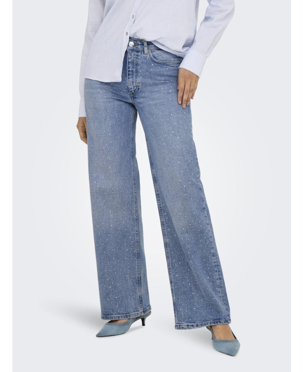 Wide Leg Fit Jeans met wijde pijpen en ritssluiting