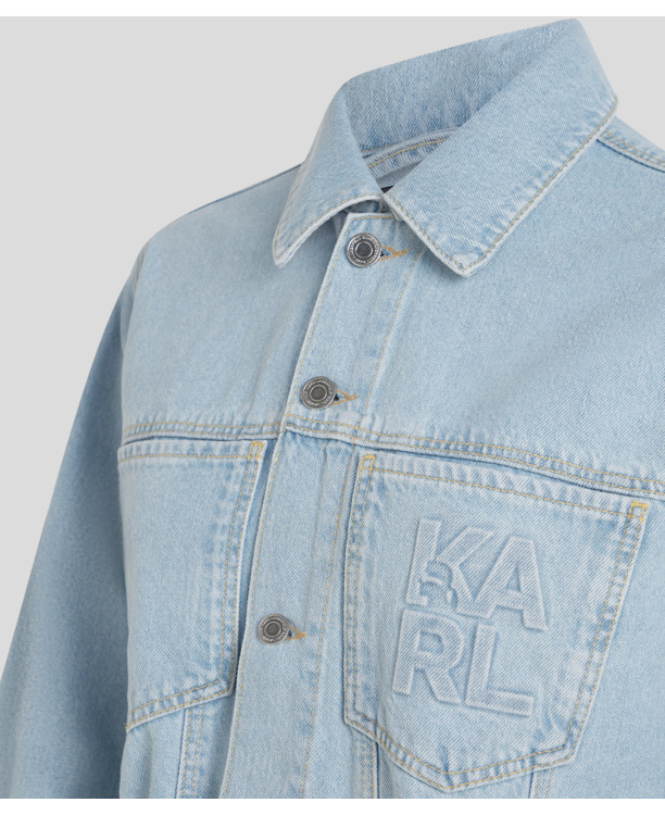 BLOCK LOGO BELTED DENIM JACKET