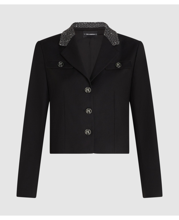 BOUCLE DETAIL TWILL JACKET