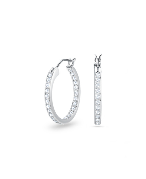 Sommerset Pierced Earrings Hoop OU Rhodium shiny Crystal