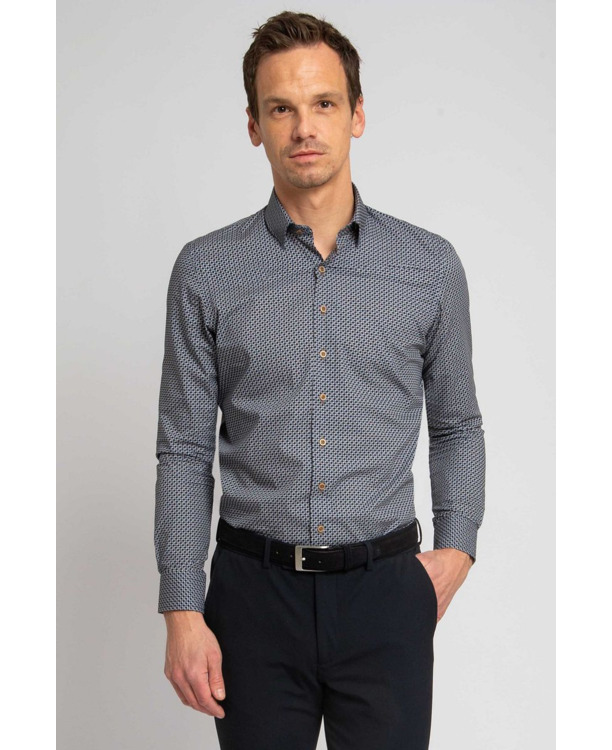 Suitable Overhemd Print Donkerblauw
