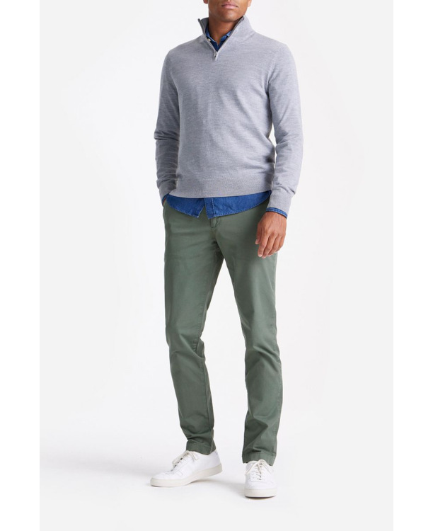 King Essentials The Michael Half Zip Pull Merino Grijs
