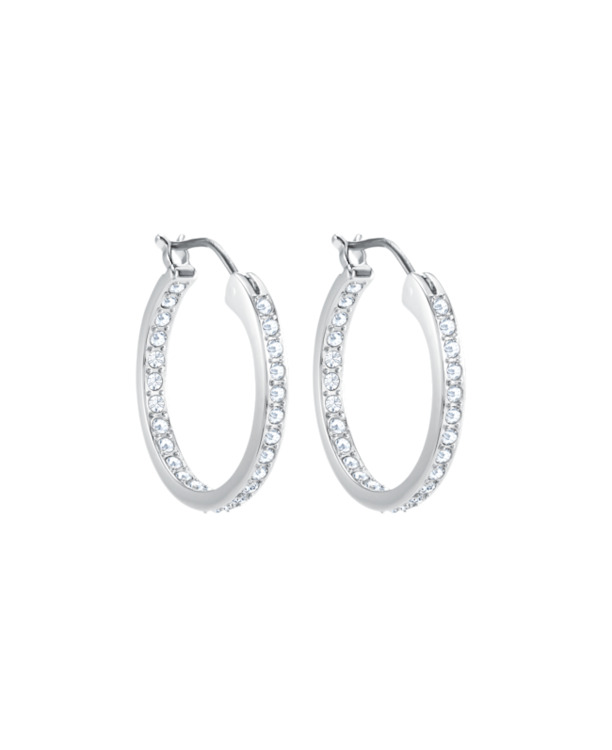 Sommerset Pierced Earrings Hoop OU Rhodium shiny Crystal