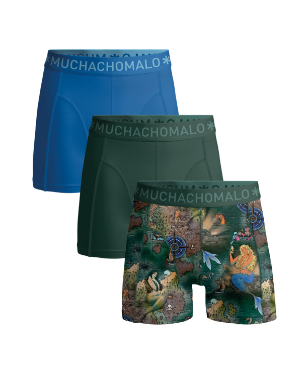 Jongens 3-Pack Boxershort Print/Effen Print/Green/Blue