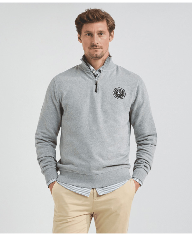 Rits Mock Sweatshirt 100% Katoen Heren