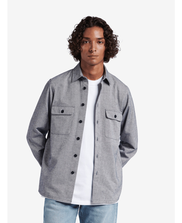 No Label Heren Heavyweight Oxford Overhemd Navy Cotton Ohio