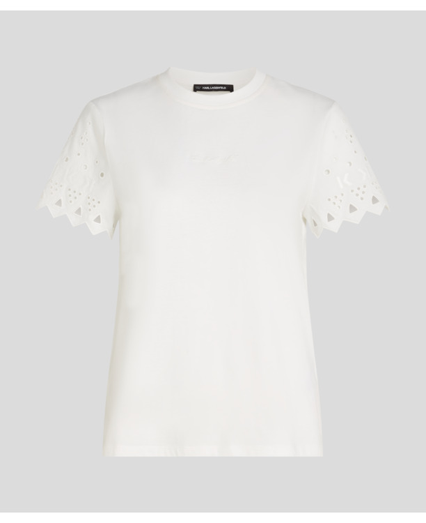 BRODERIE SLEEVE JERSEY T-SHIRT