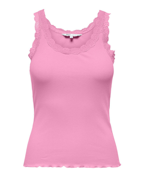 Regular Fit U-Neck Sleeveless (S/L) BASIC Mouwloze tanktop met U-hals en kanten detail