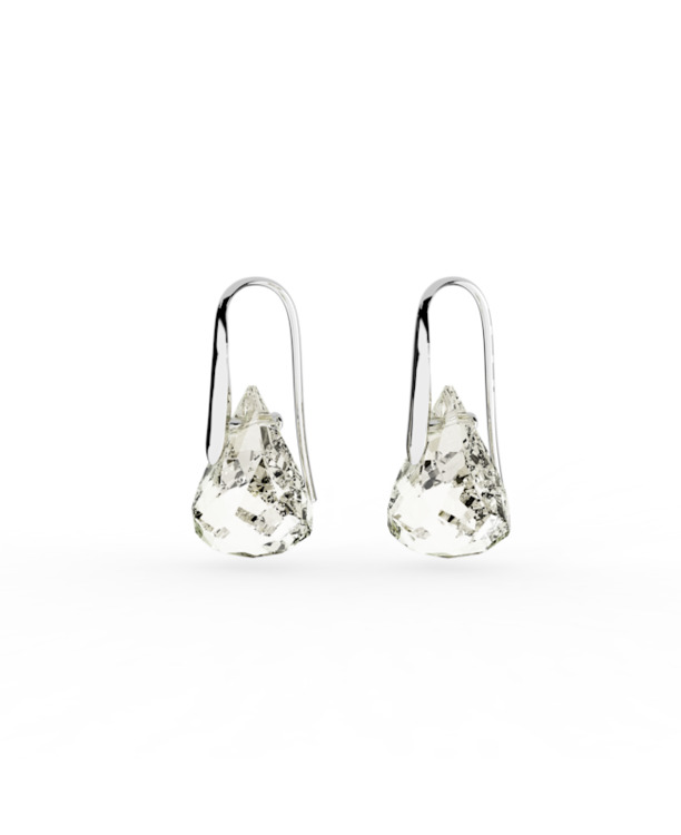 Lunar Pierced Earrings Rhodium shiny Crystal Moonlight 2x