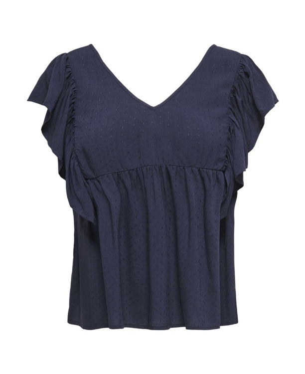 Regular Fit V-Neck Short Sleeves (S/S) Zomerse top met ruches in regular fit
