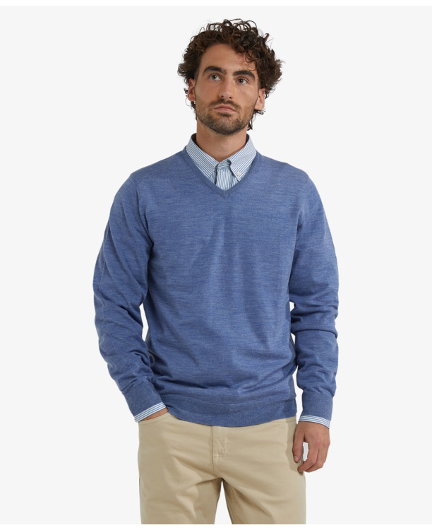 Fine Merino V-Neck Sweater 100% Extra Fine Merinowol Heren
