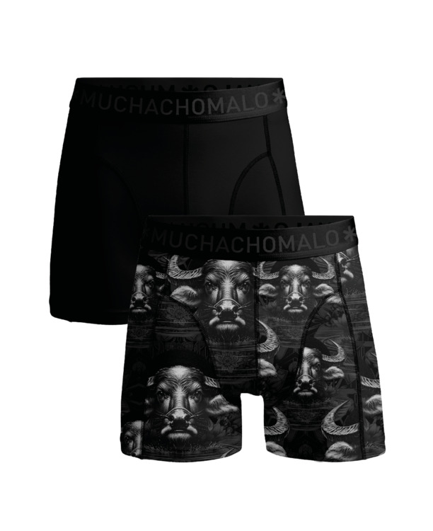 Heren 2-pack Boxershorts print/effen Print/Grey