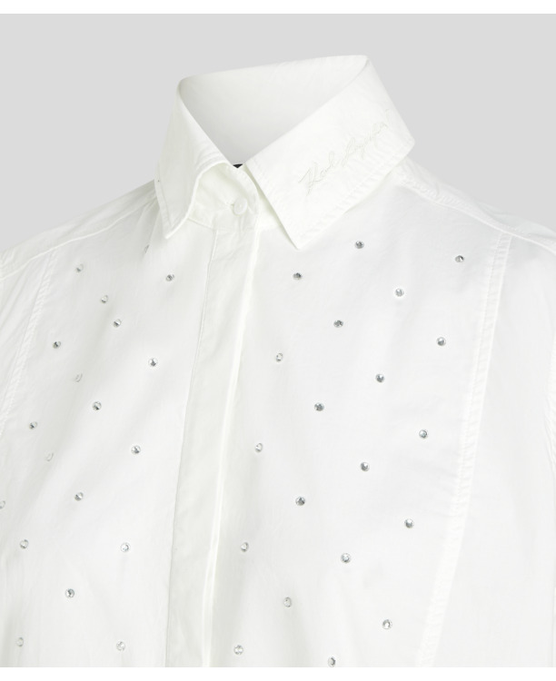 EMBELLISHED POPLIN BIB SHIRT