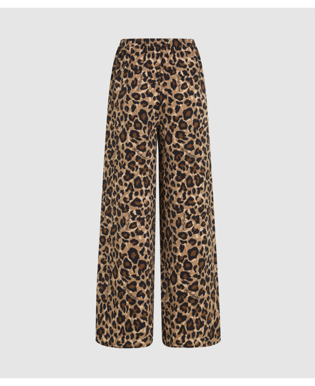 LEOPARD AOP WIDE LEG PANTS