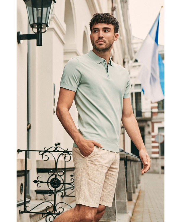 Suitable Half Zip Polo Lichtgroen