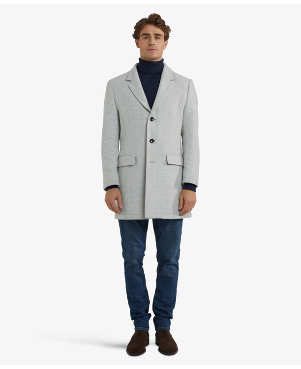 Herringbone Wool Coat Heren