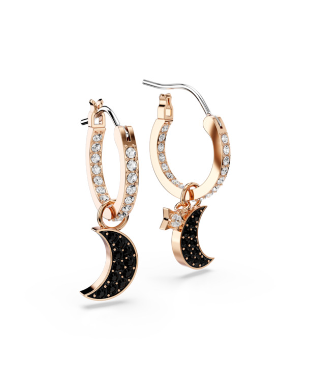 Symbolica Pierced Earrings Mini Hoop MFO Rose Gold shiny Jet Crystal