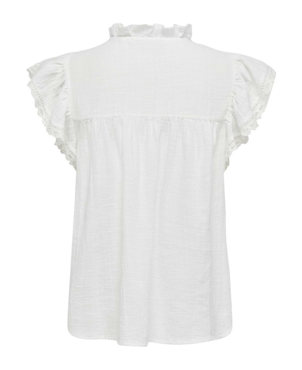 Regular Fit V-Neck Short Sleeves (S/S) Jeugdige vrouwelijke top met V-hals en kanten detail