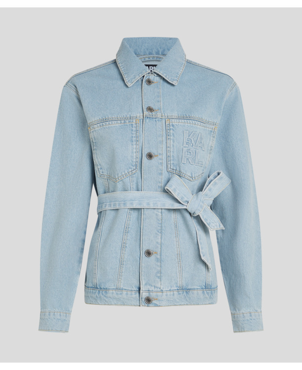 BLOCK LOGO BELTED DENIM JACKET