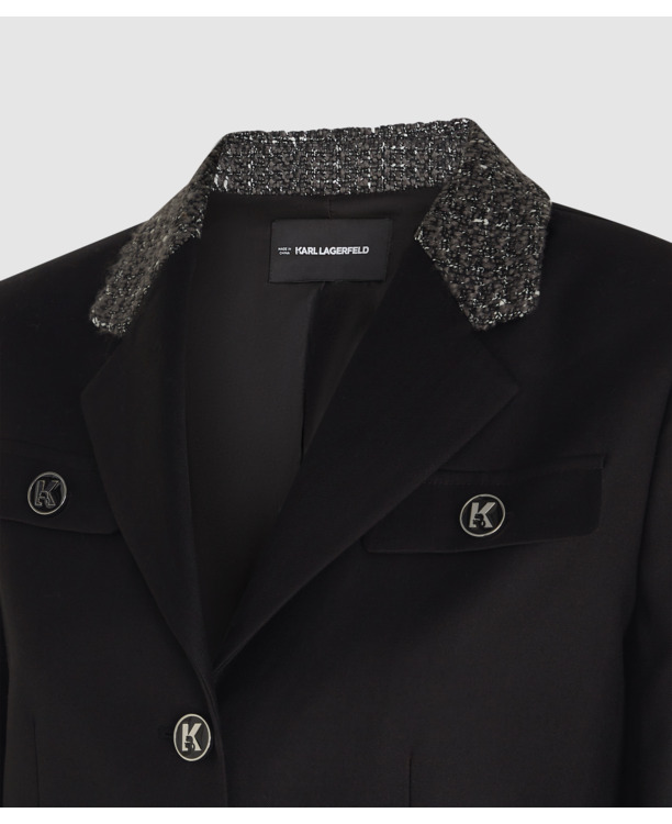 BOUCLE DETAIL TWILL JACKET