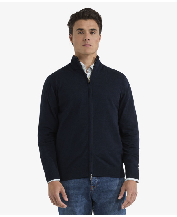 Fine Merino Zip Thru Cardigan 100% Merino Wool Heren