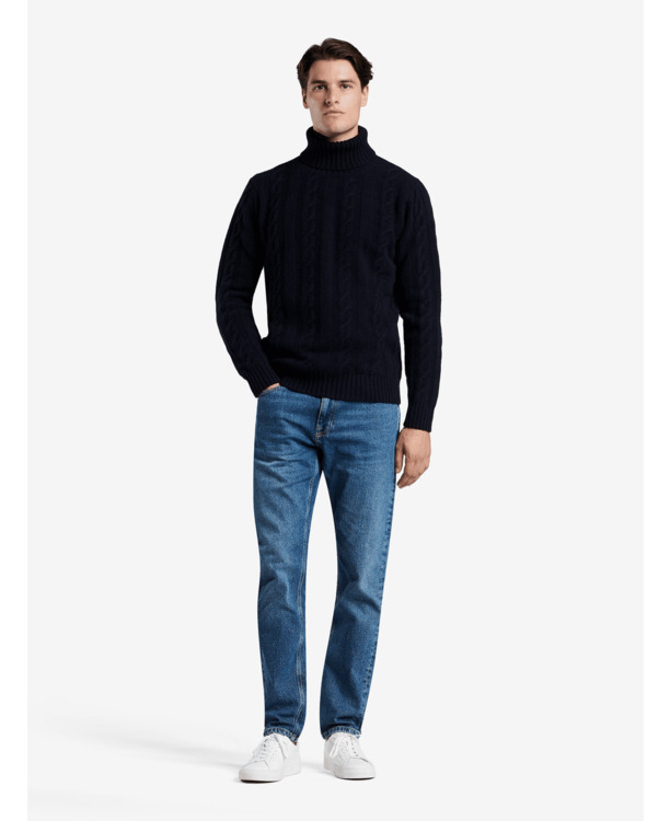 No Label Heren Trui Navy Yorkton Wol