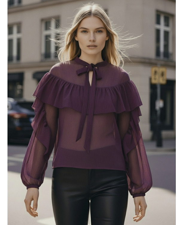 HDMELISA RUFFLE LS BLOUSE