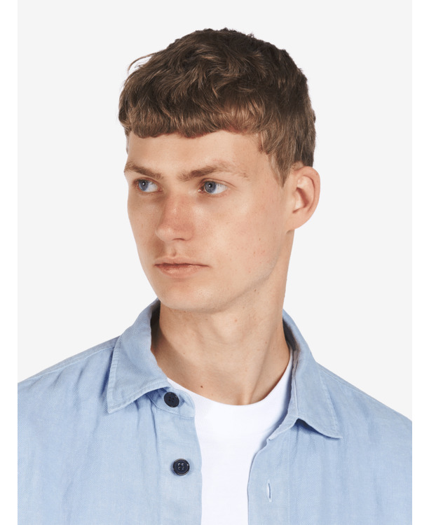 No Label Heren Linnen Overhemd Lichtblauw Ohio Linen