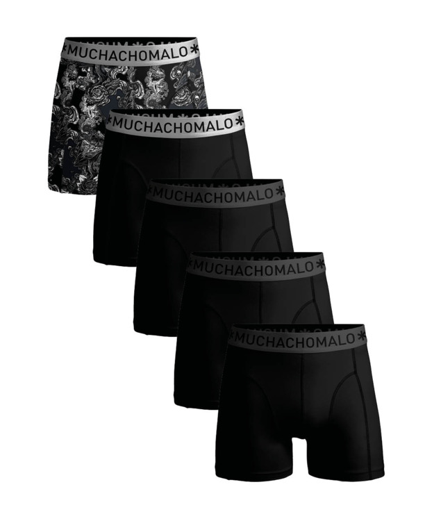 Heren 5-Pack Boxershort Print/Effen Print/Black