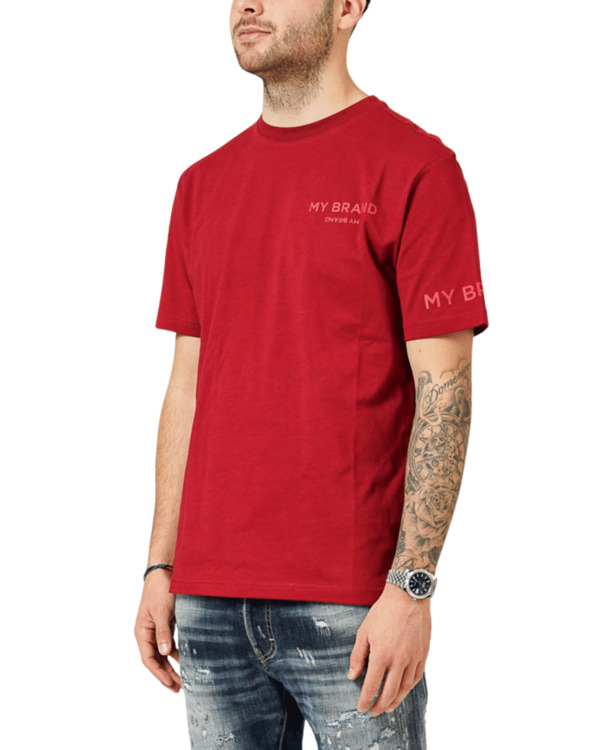 MIJN MERKLOGO OP Z'N KOP BORDEAUX T-SHIRT MANNEN