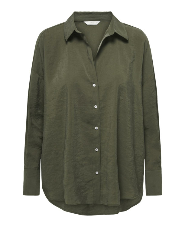 Oversize Fit Shirt Collar Long Sleeves (L/S) Oversized fit overhemd met knoopsluiting en langer op de rug