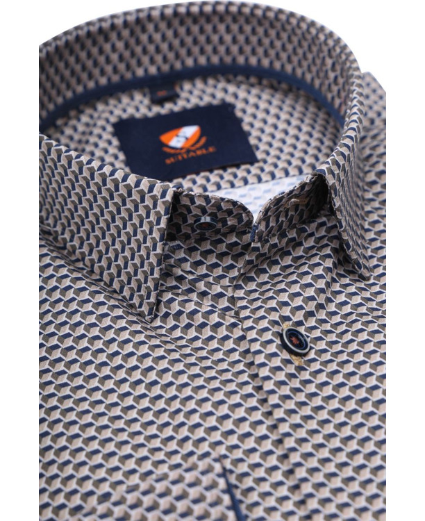 Suitable Overhemd Print Bruin 267-12