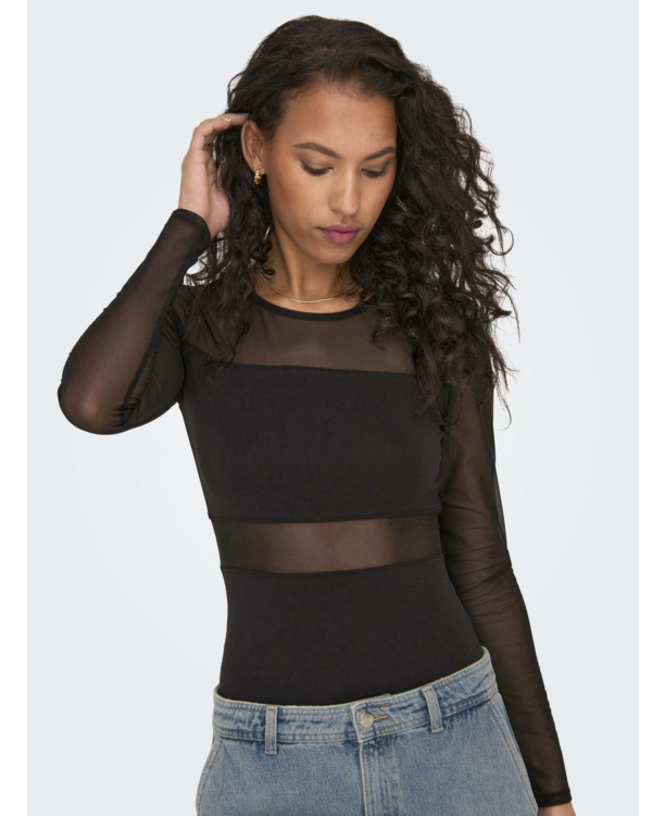 O-Neck Long Sleeves (L/S) Vrouwelijke top rompertje met lange mouwen en knoopsluiting