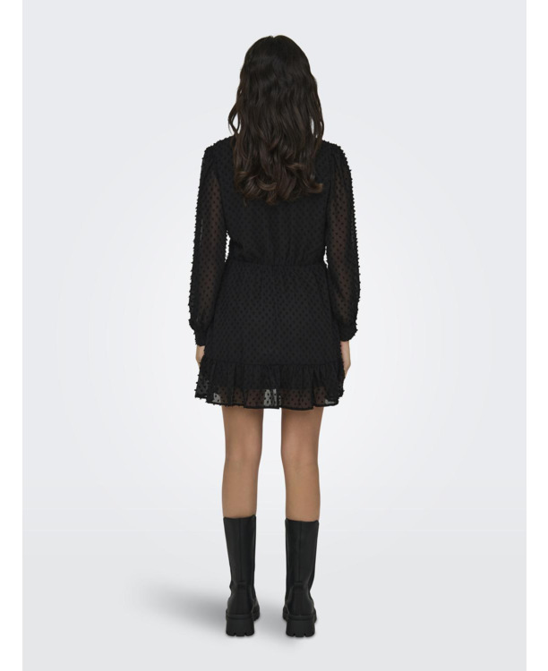 Regular Fit V-Neck Long Sleeves (L/S) Korte jurk met V-hals en ruches voor dagelijks gebruik