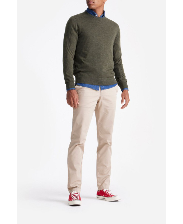 King Essentials The John Pullover Merino Army Groen