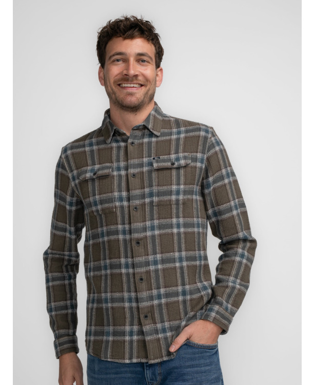 Men Shirt Long Sleeve Check