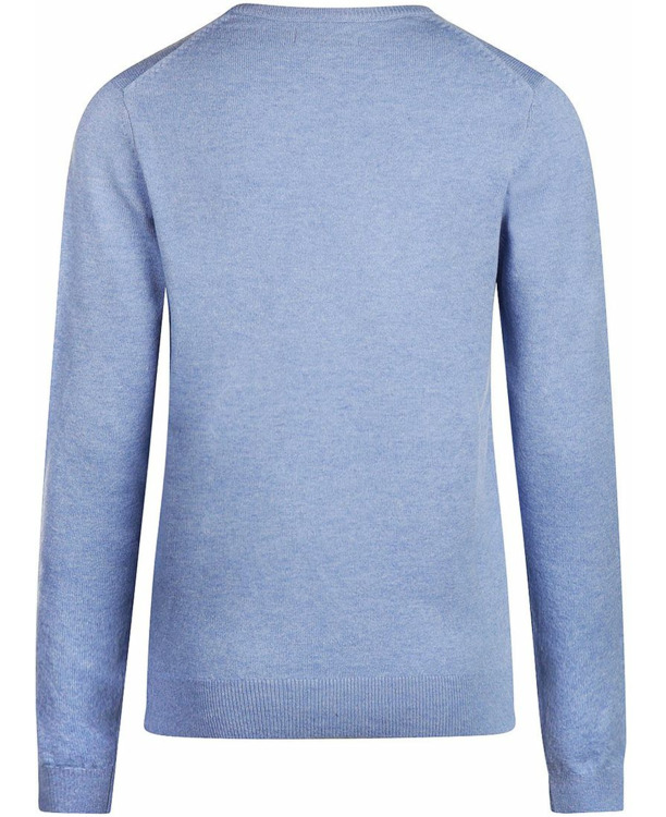 Steppin' Out Dames Pullover V-hals Merinowol Mid Blauw